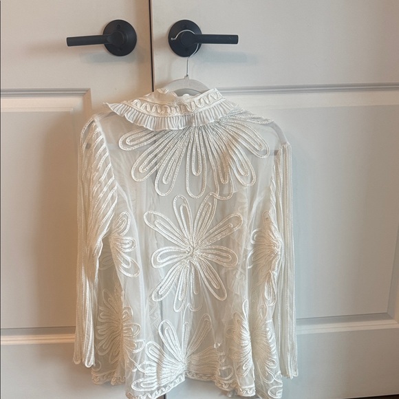 White Sheer Ruffled Cardigan - Picture 2 of 3